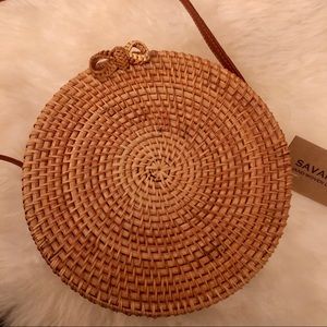 Hand woven circular bag